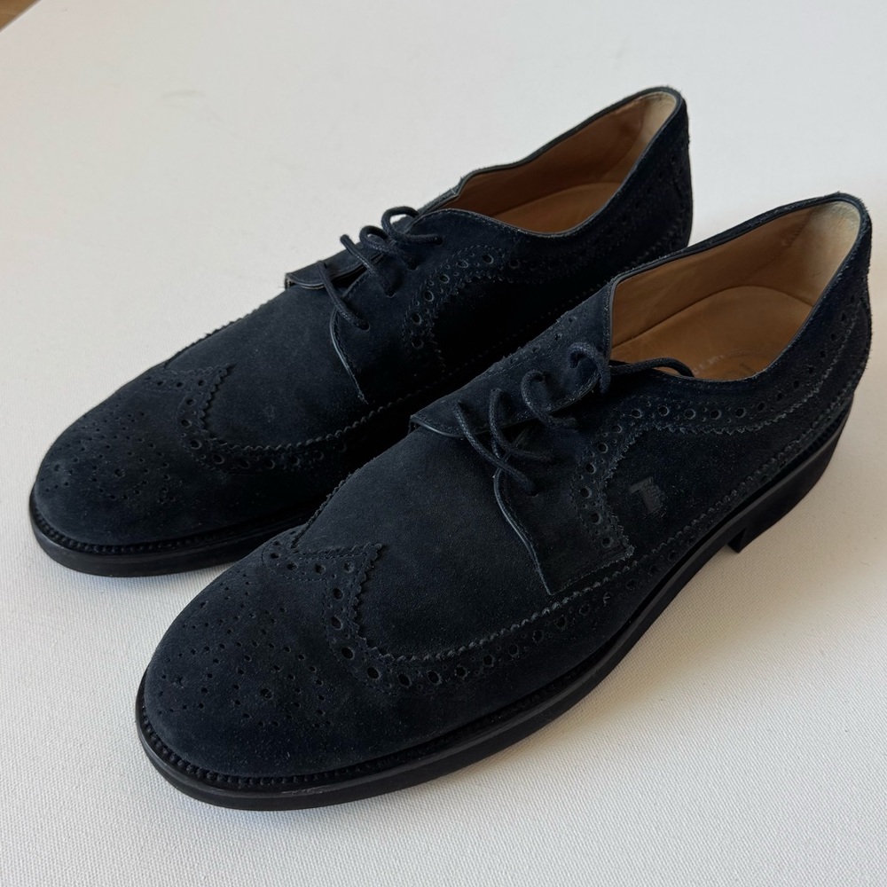 Tod's Black Suede Lace up shoes